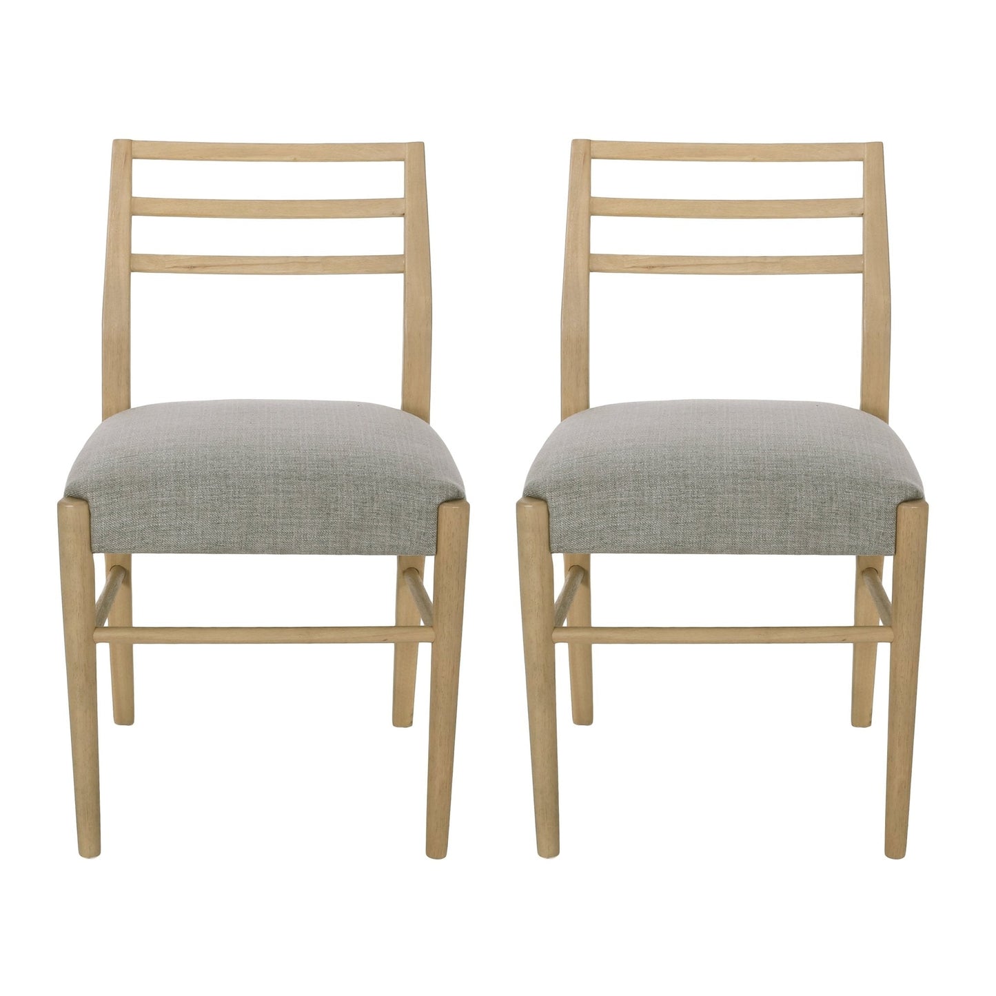 Pinnacle Dining Chairs set of 2, natural wood frames with gray fabric seats, HouseOfZazla on Tampa Home & Garden Store