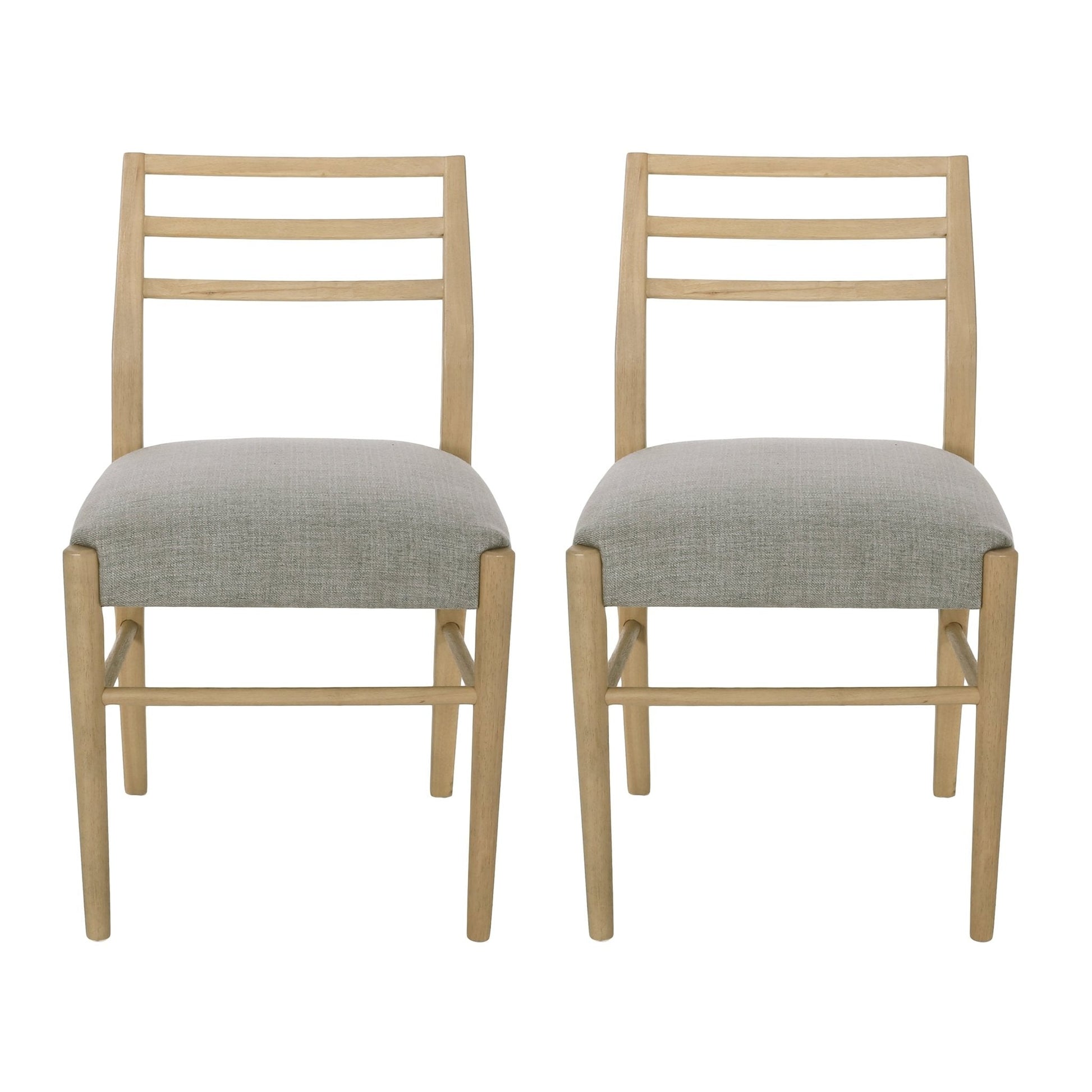 Pinnacle Dining Chairs set of 2, natural wood frames with gray fabric seats, HouseOfZazla on Tampa Home & Garden Store