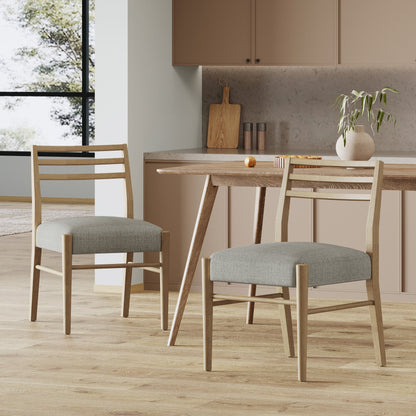 Pinnacle Dining Chair Set of 2 by HouseOfZazla, light oak wood frames with grey upholstered seats on Tampa Home & Garden Store