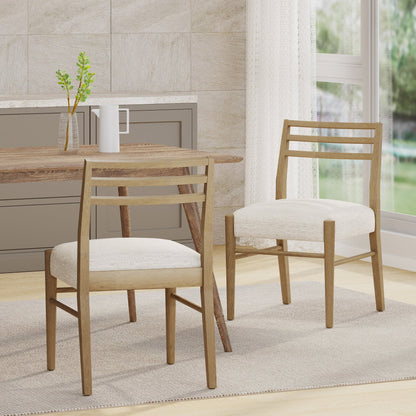 Pinnacle Dining Chairs set of 2, light oak frames with beige seats on Tampa Home & Garden Store