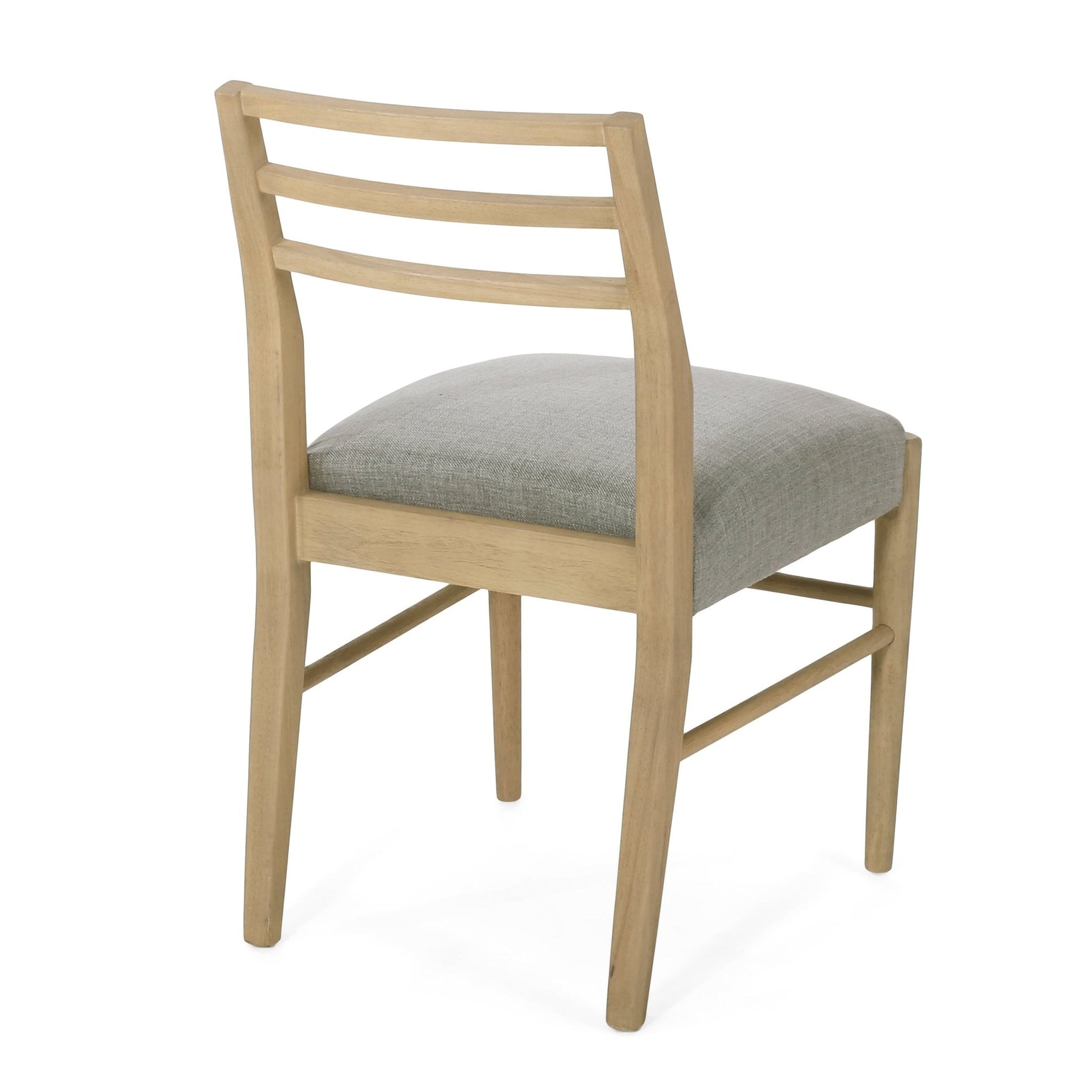 Pinnacle dining chair set of 2 in natural wood finish with gray upholstered seats on Tampa Home & Garden Store
