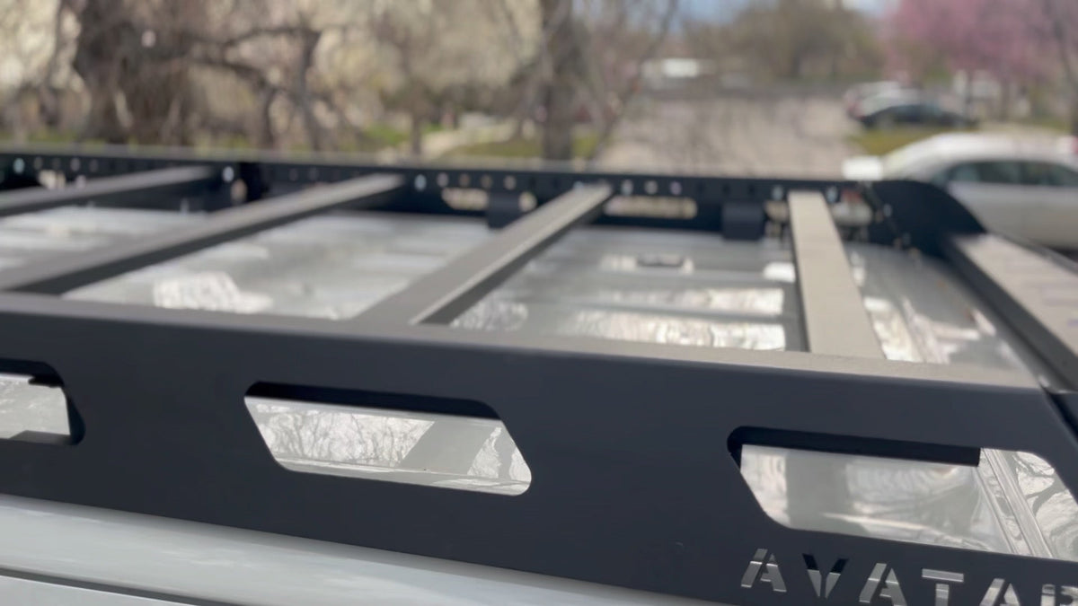Pioneer Sprinter Roof Rack by Avatar Offroad, black steel van roof carrier with crossbars on Tampa Home & Garden Store
