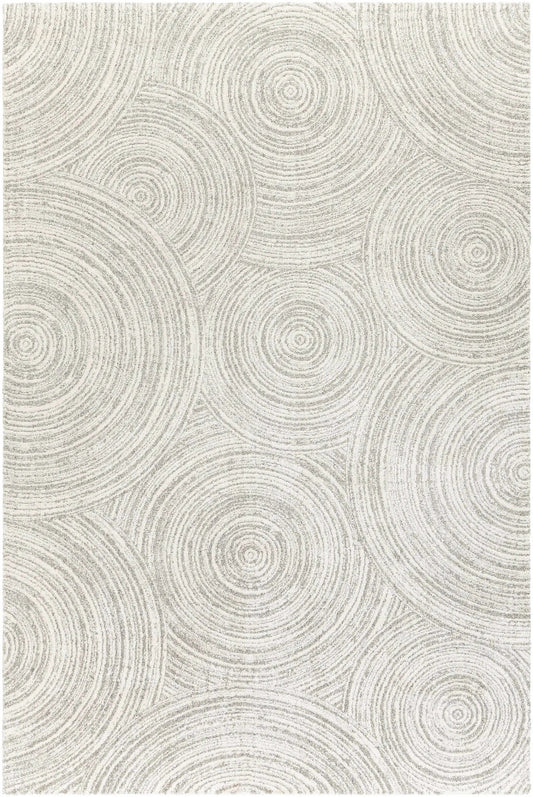 Boutique Rugs Pirton Luxe Rug, cream and gray circular ripple pattern, clearance on Tampa Home & Garden Store