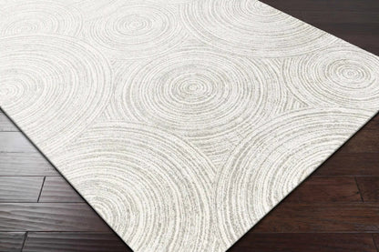Pirton Luxe Rug clearance by Boutique Rugs in cream with a gray circular swirl pattern on Tampa Home & Garden Store