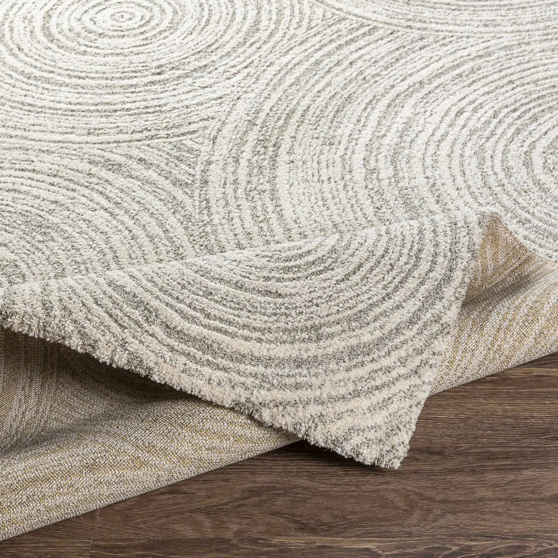 Pirton Luxe Rug Boutique Rugs beige cream with plush loop texture and spiral pattern on Tampa Home & Garden Store