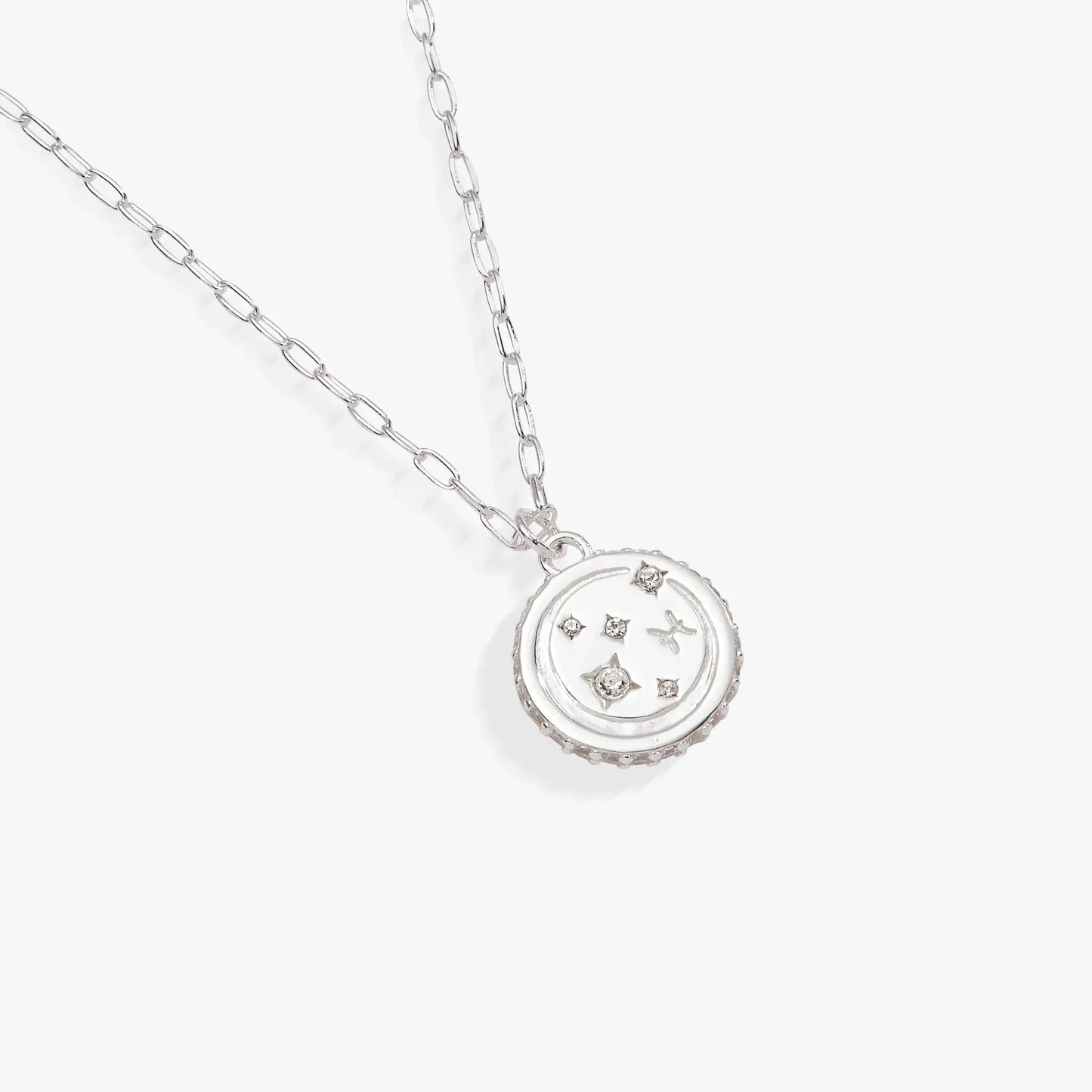 Pisces Zodiac Necklace by ALEX AND ANI with round star-studded pendant on silver chain on Tampa Home & Garden Store
