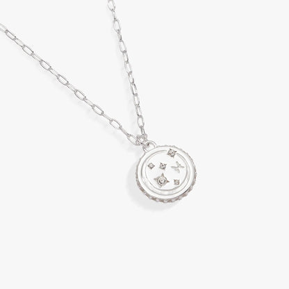 Pisces Zodiac Necklace by ALEX AND ANI with round star-studded pendant on silver chain on Tampa Home & Garden Store