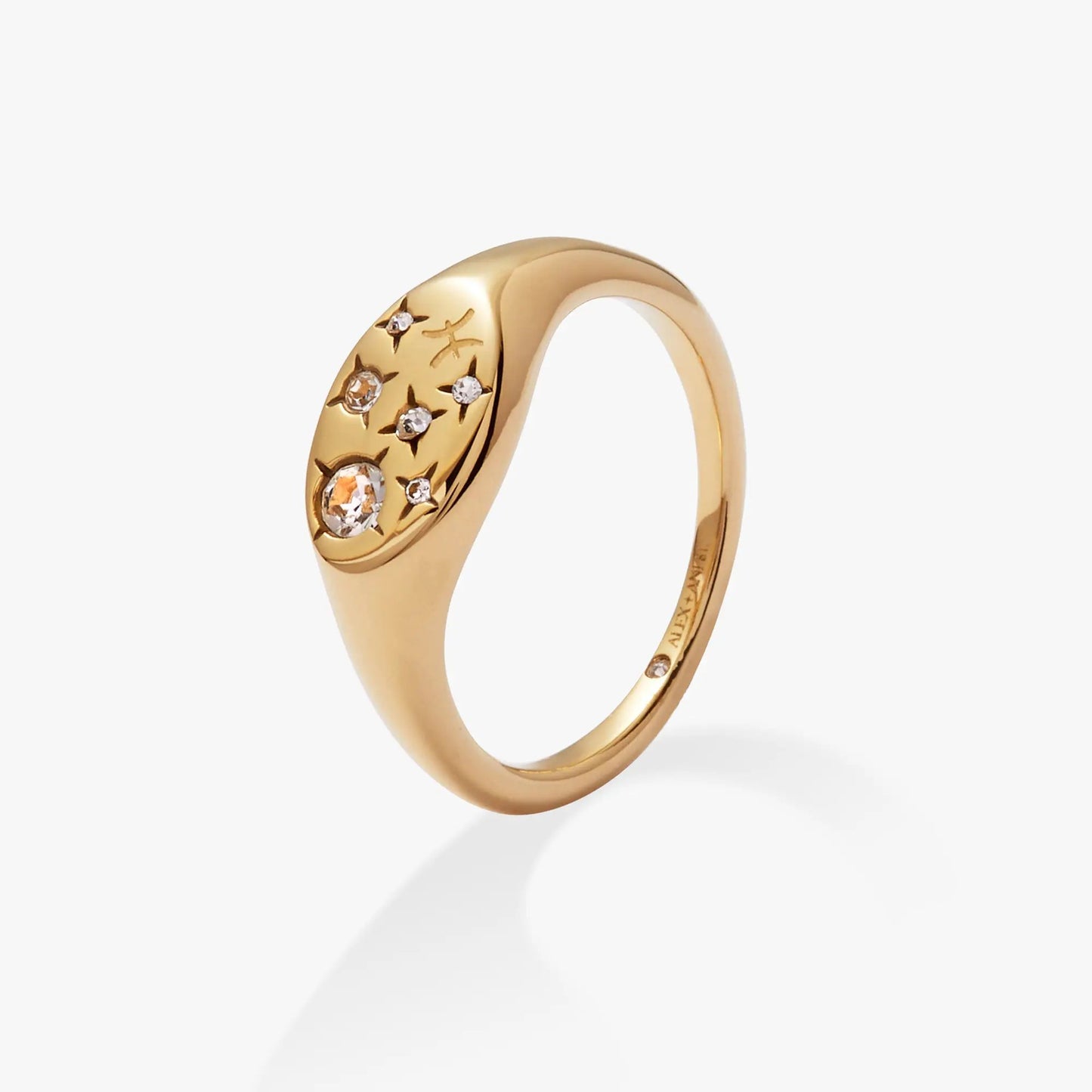 Gold-tone Pisces Zodiac Ring by Alex and Ani with crystal accents on Tampa Home & Garden Store