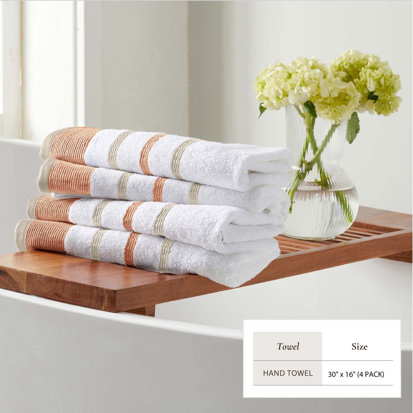 Soft Cotton Bath Towel Set and Stripe Detail