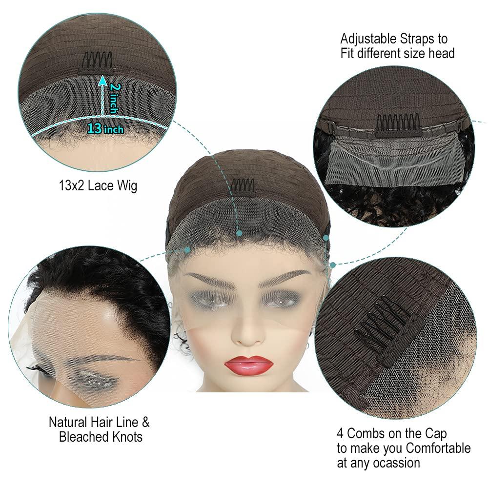 Stevvex Pixie Cut Short Curly Wig, 13x2 Lace Front, natural hairline, bleached knots on Tampa Home & Garden Store