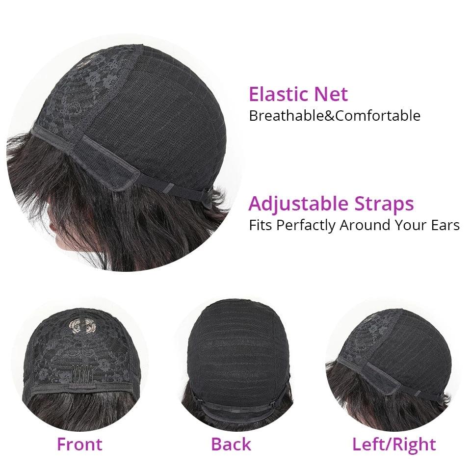 Pixie Cut Wig cap in black with lace crown, elastic net and adjustable straps on Tampa Home & Garden Store