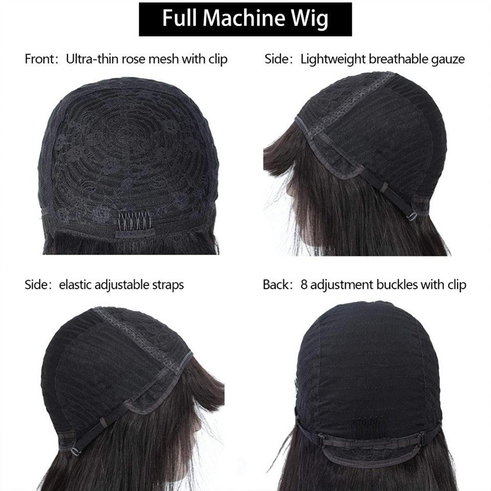 Stevvex Pixie Cut Wig Full Machine Wig black with adjustable straps on Tampa Home & Garden Store