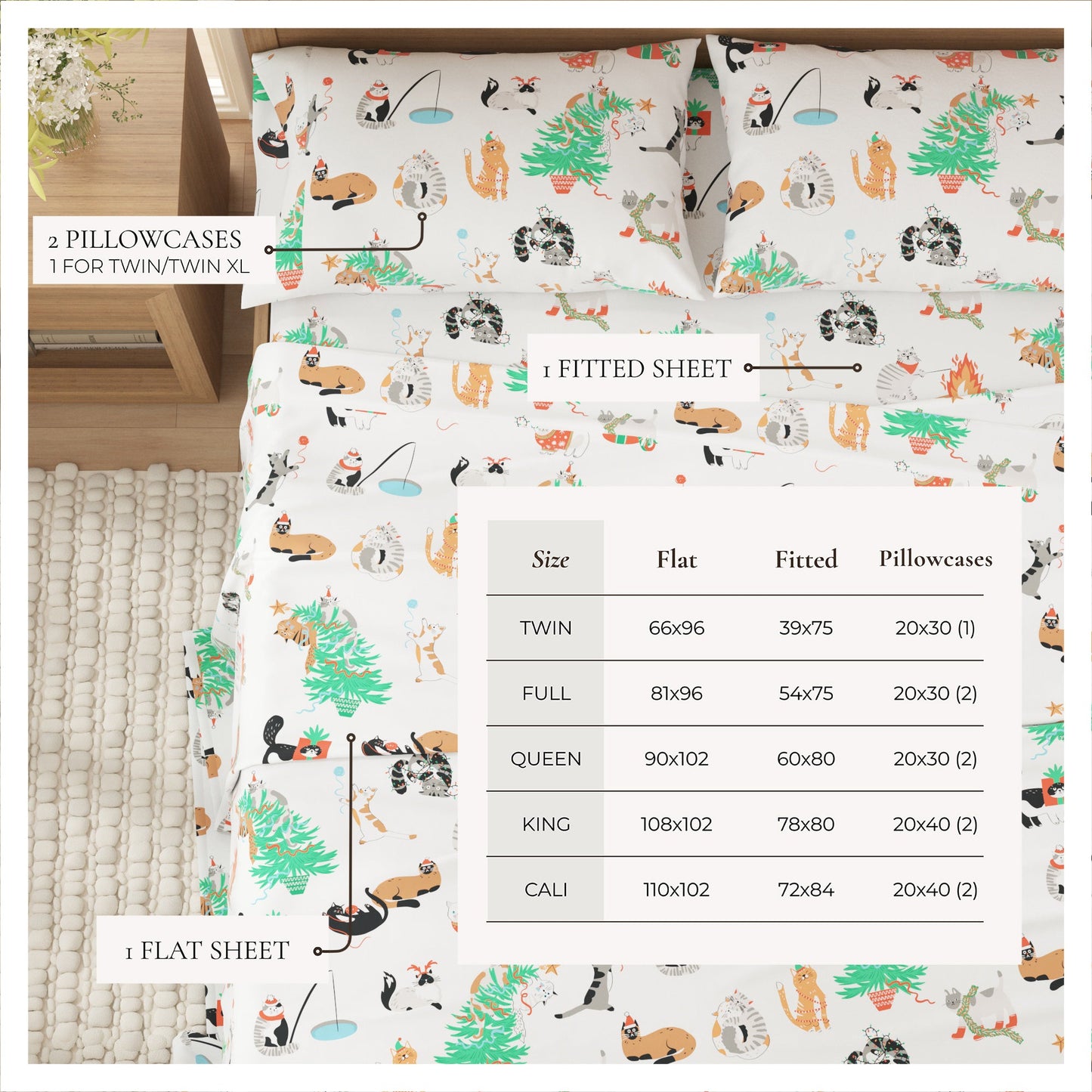 Turkish Cotton And Christmas Flannel Sheet Set