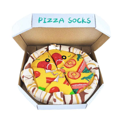 Pizza Socks Gift Box with 4 pairs of bright pizza-slice crew socks by Shaketea on Tampa Home & Garden Store
