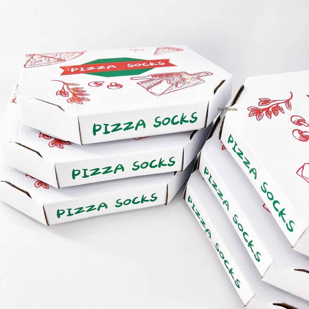 Pizza Socks Gift Box with 4 pairs of Shaketea pizza-themed crew socks on Tampa Home & Garden Store