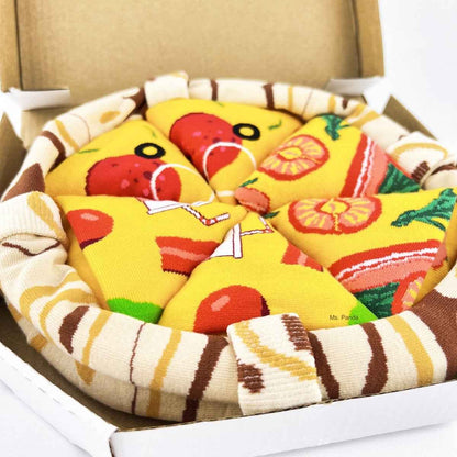 Shaketea Pizza Socks Gift Box 4 pairs of novelty crew socks with pizza prints on Tampa Home & Garden Store