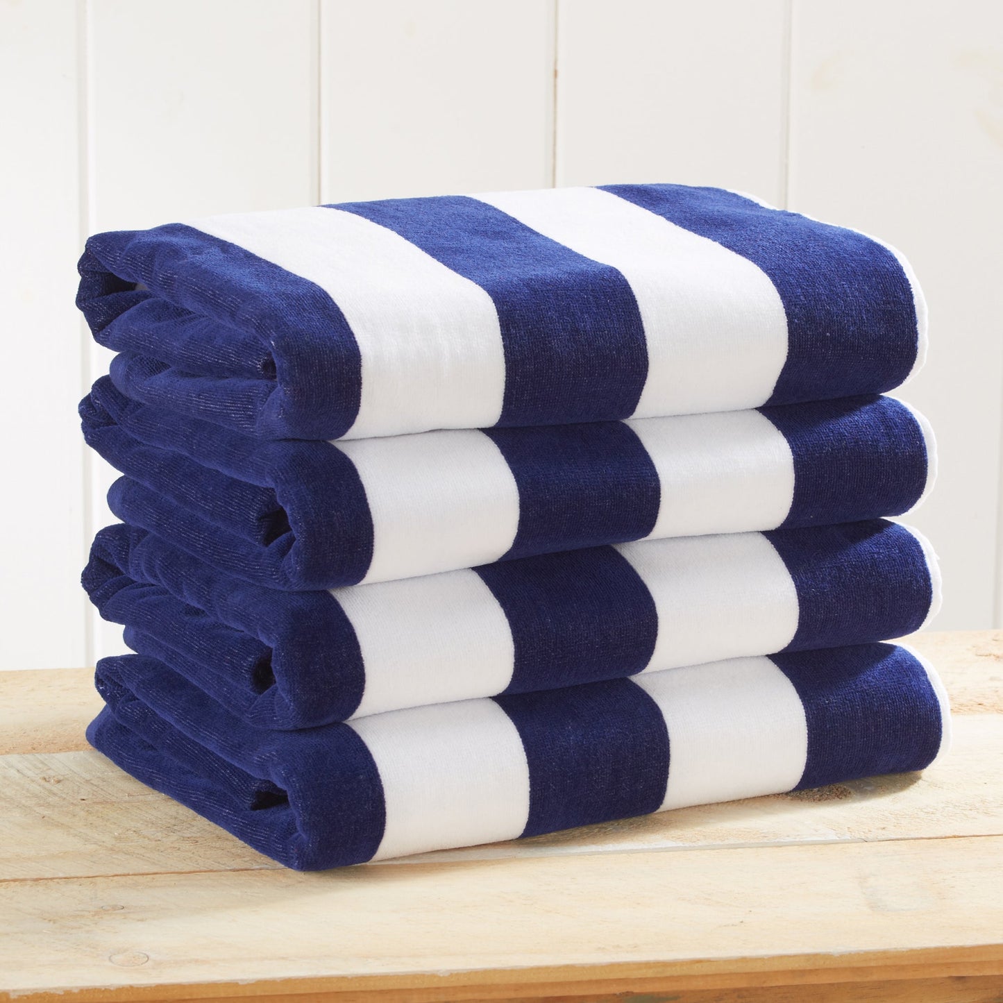 Cotton And Velour Cabana Stripe Beach Towel