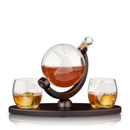 Frosted Globe Decanter and Whiskey Tumblers