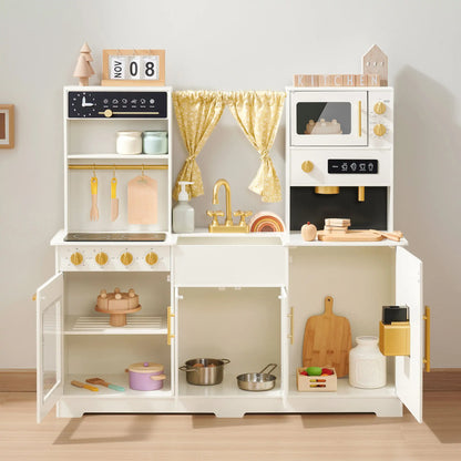 Tiny Land Iconic wooden play kitchen cream finish with stove, oven doors and wooden utensils on Tampa Home & Garden Store
