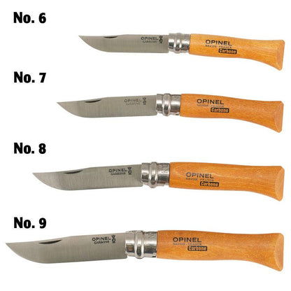 Opinel folding knife set with carbon steel blades and wooden handles No. 6 to No. 9, 4 knives on Tampa Home & Garden Store