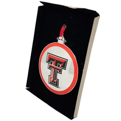 Silver Plated College Logo Ornament - Texas Tech