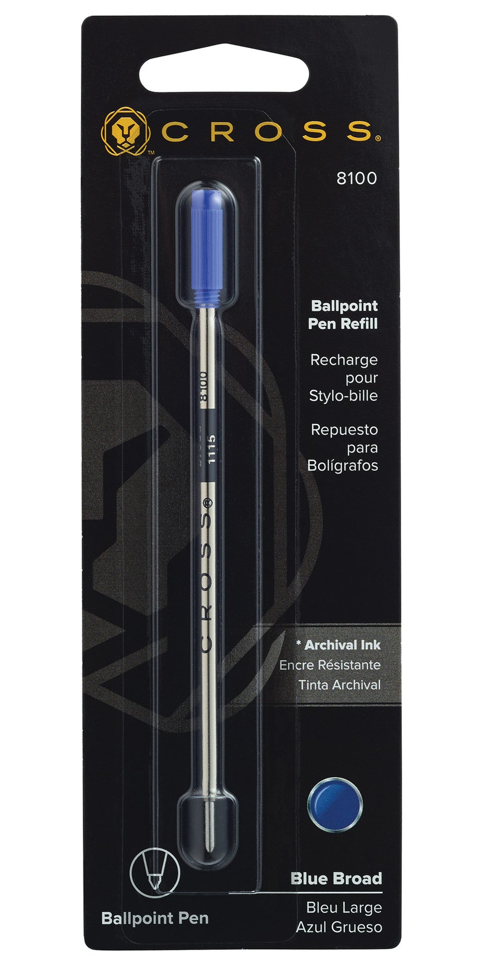 Ballpoint pen refill A.T. Cross 8100, blue broad, single pack on Tampa Home & Garden Store