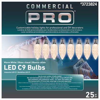 Ampoules LED C-9 blanc chaud - Lot de 25