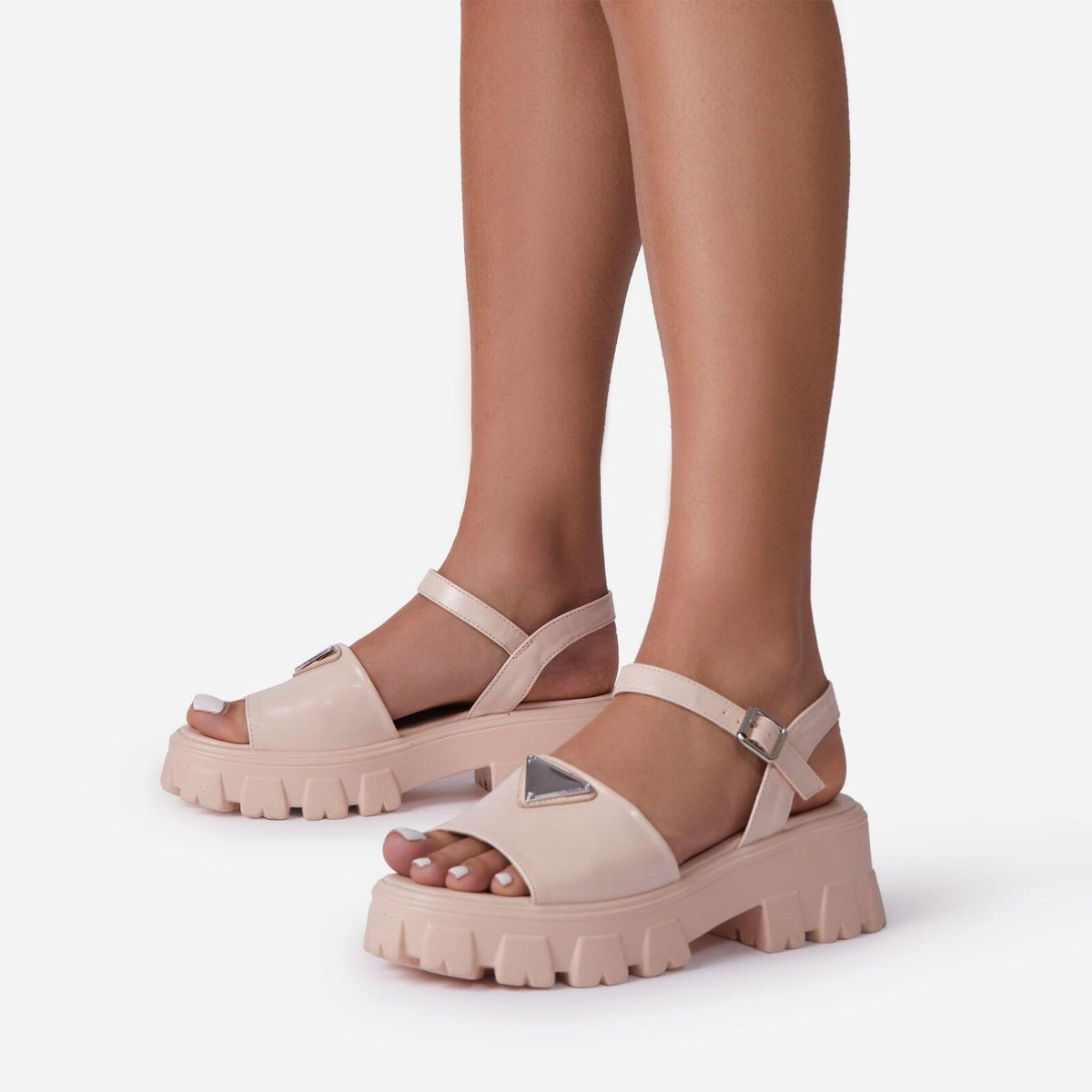 Stevvex platform sandals pink open-toe ankle strap chunky sole pair on Tampa Home & Garden Store