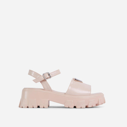Stevvex platform women's sandals with ankle buckle, open toe, blush pink chunky sole on Tampa Home & Garden Store