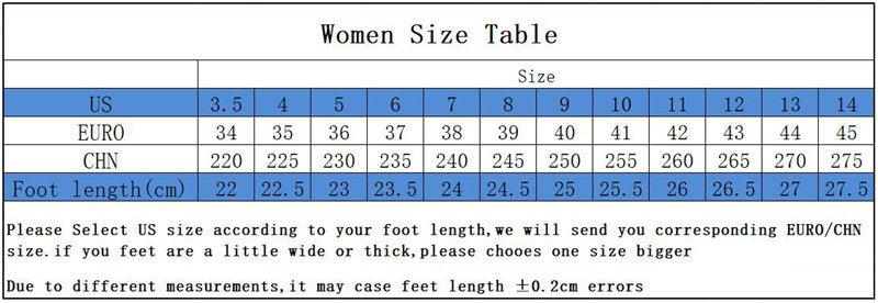 Stevvex Platform Sandals size chart US/EU/CHN sizes and cm length on Tampa Home & Garden Store