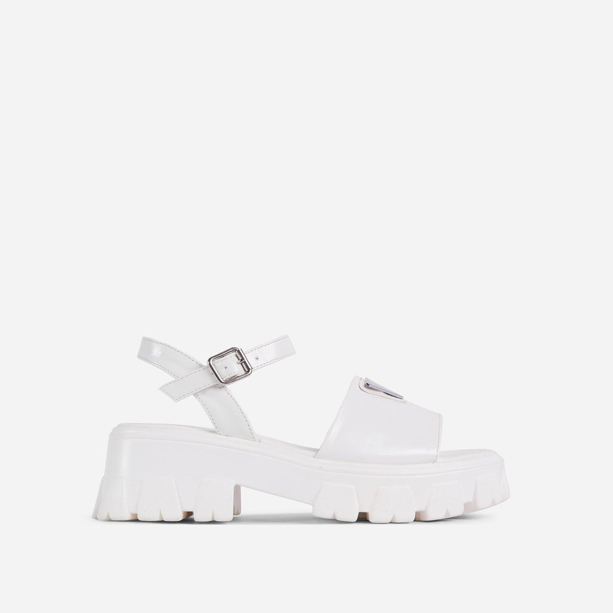 Stevvex platform sandals white leather straps with buckle, open toe, thick chunky sole on Tampa Home & Garden Store