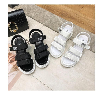 Stevvex platform sandals, black and white, two pairs, with Velcro straps and chunky sole on Tampa Home & Garden Store