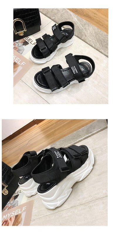 Stevvex platform women's black sandals with three Velcro straps and chunky white sole on Tampa Home & Garden Store

Stevvex platform black sandals with Velcro straps and chunky white sole rear view on Tampa Home & Garden Store