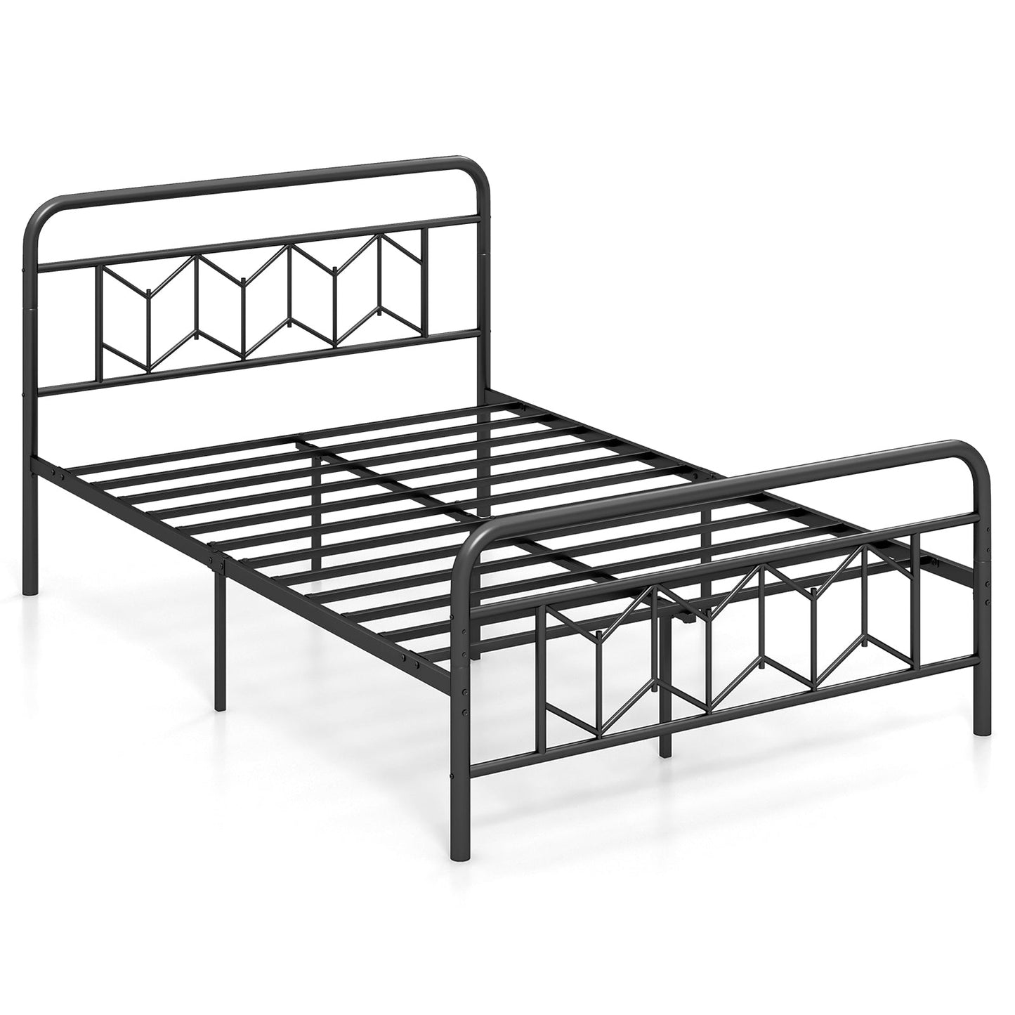 Cama de plataforma con cabecero alto y listones metálicos Snap Lock-Tamaño matrimonial
