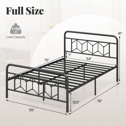 Cama de plataforma con cabecero alto y listones metálicos Snap Lock-Tamaño matrimonial