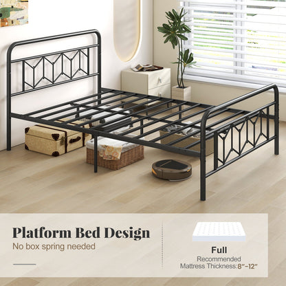 Cama de plataforma con cabecero alto y listones metálicos Snap Lock-Tamaño matrimonial