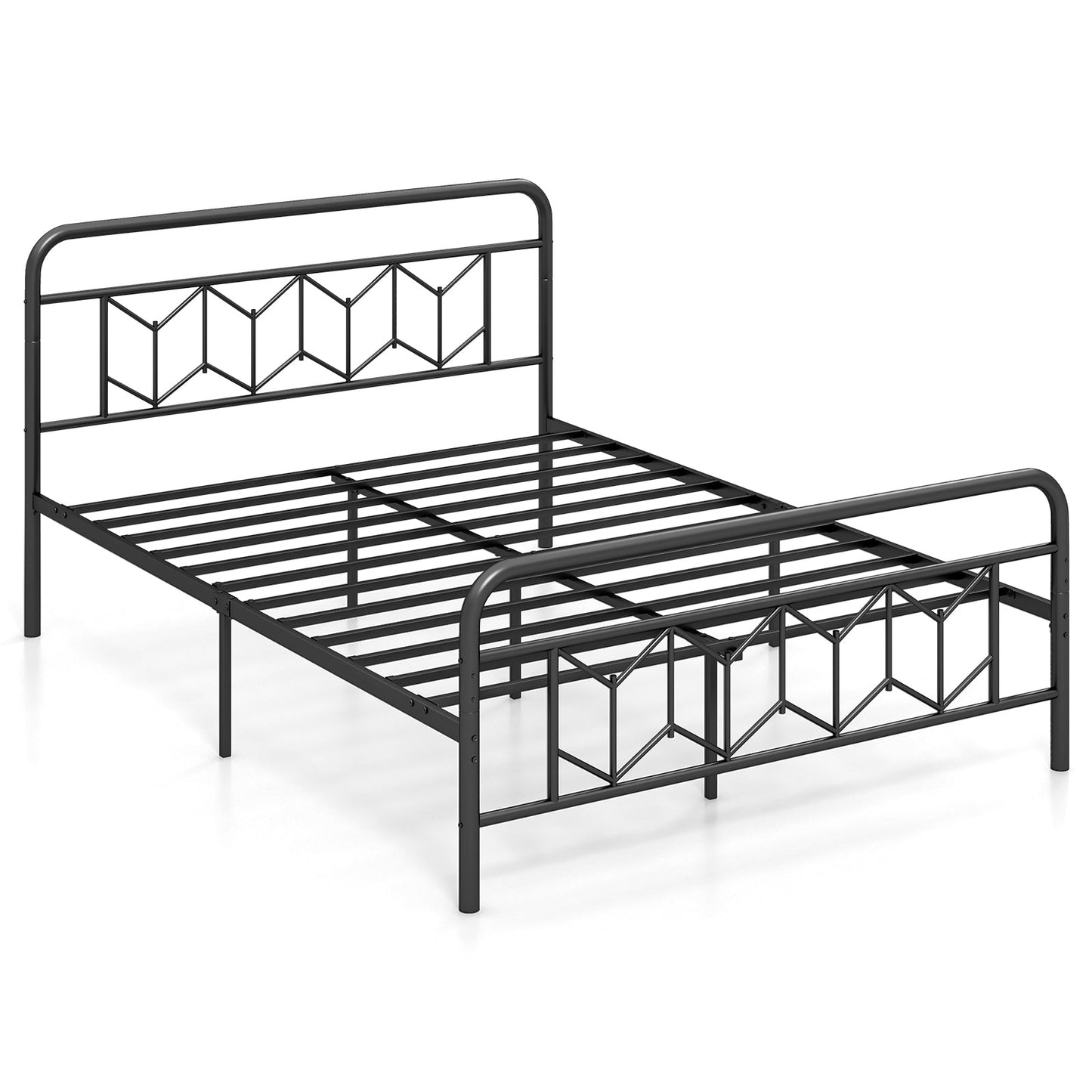 Cama de plataforma con cabecero alto y listones metálicos Snap Lock-Tamaño matrimonial