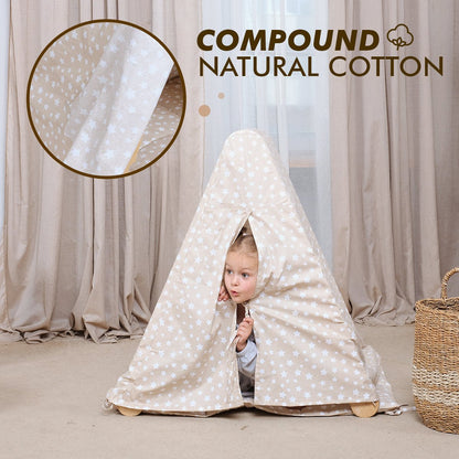 Play Tent Cover with Mat for Climbing Triangle Ladder beige star cotton fabric by Goodevas on Tampa Home & Garden Store