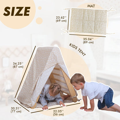 Goodevas Play Tent Cover with Mat, beige star-pattern tent for climbing play on Tampa Home & Garden Store