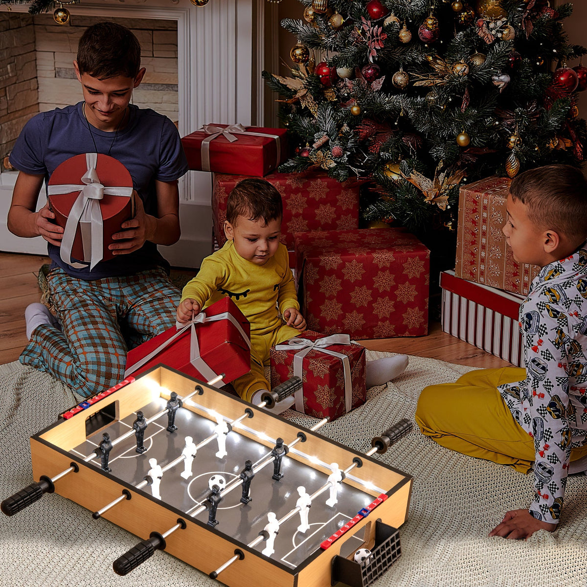 Tabletop foosball table DirectDeals with LED lights and non-slip handles amid Christmas gifts on Tampa Home & Garden Store