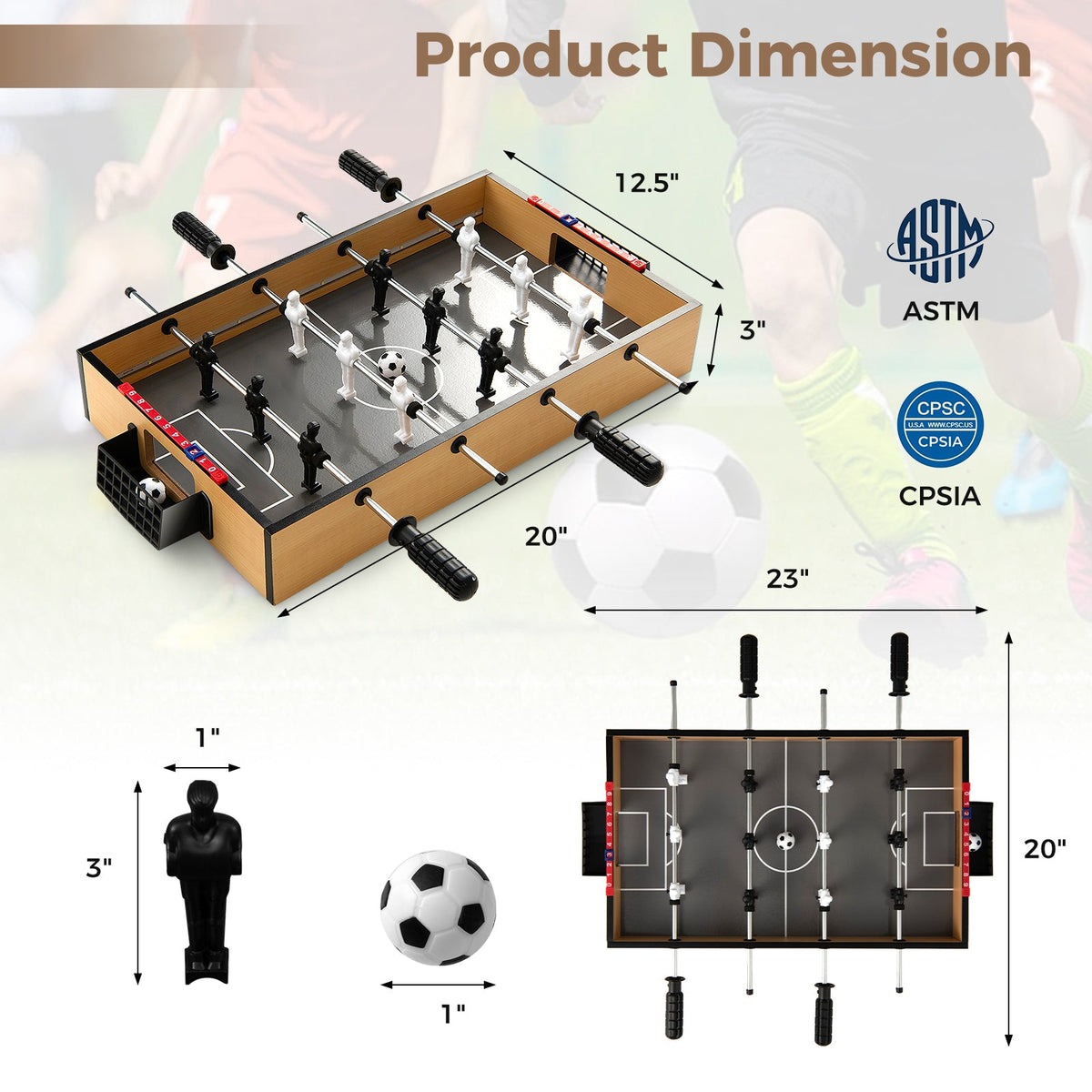 Tabletop foosball table DirectDeals with LED lights and non-slip handles on Tampa Home & Garden Store