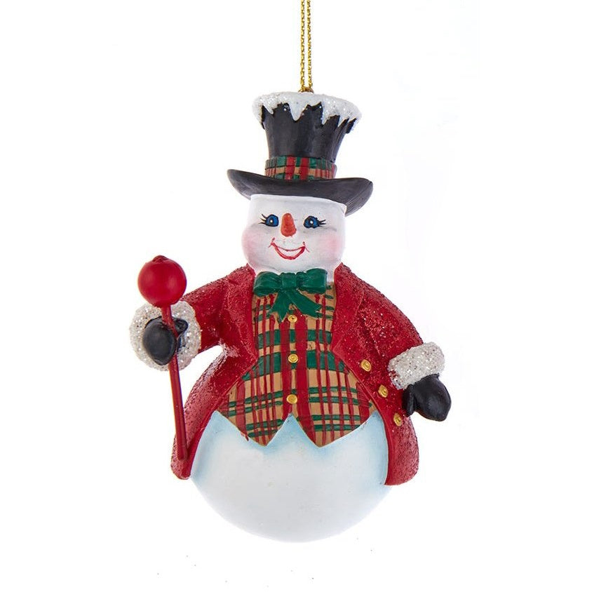 Ornement bonhomme de neige à chapeau haut-de-forme - Bâton
