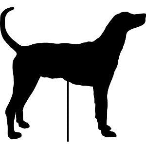 Plott Hound garden stake silhouette, black metal lawn ornament on Tampa Home & Garden Store