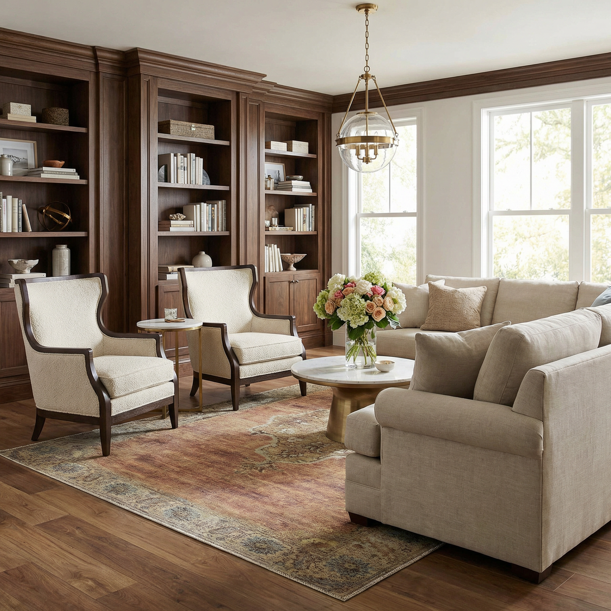 Powhatan washable area rug by Boutique Rugs in warm rust and teal tones on Tampa Home & Garden Store