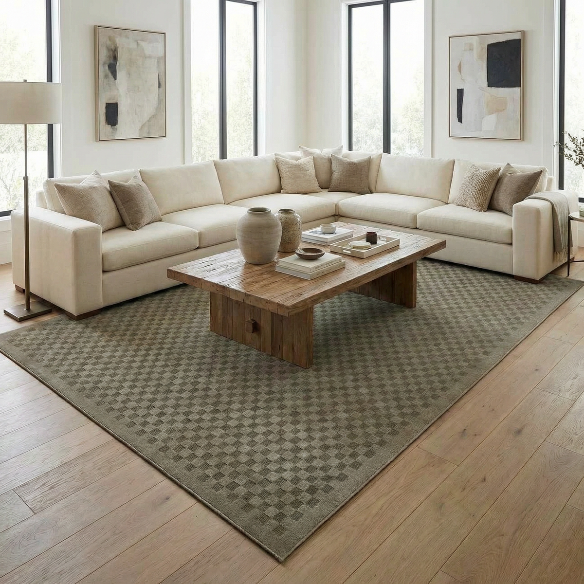Gaiwan Olive Green Washable Area Rug by Boutique Rugs; olive-green pattern on Tampa Home & Garden Store
