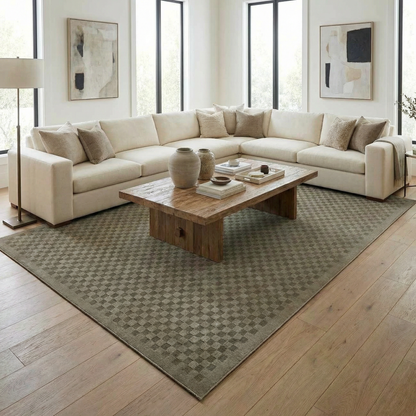 Gaiwan Olive Green Washable Area Rug by Boutique Rugs; olive-green pattern on Tampa Home & Garden Store