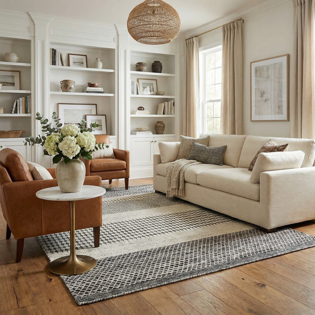 Boutique Rugs Tideswell Scandi Boho Wool Carpet rug with neutral monochrome geometric weave on Tampa Home & Garden Store