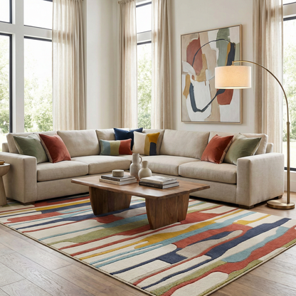 Southfields Colorful Modern Area Carpet rug with bold multicolor stripes on Tampa Home & Garden Store