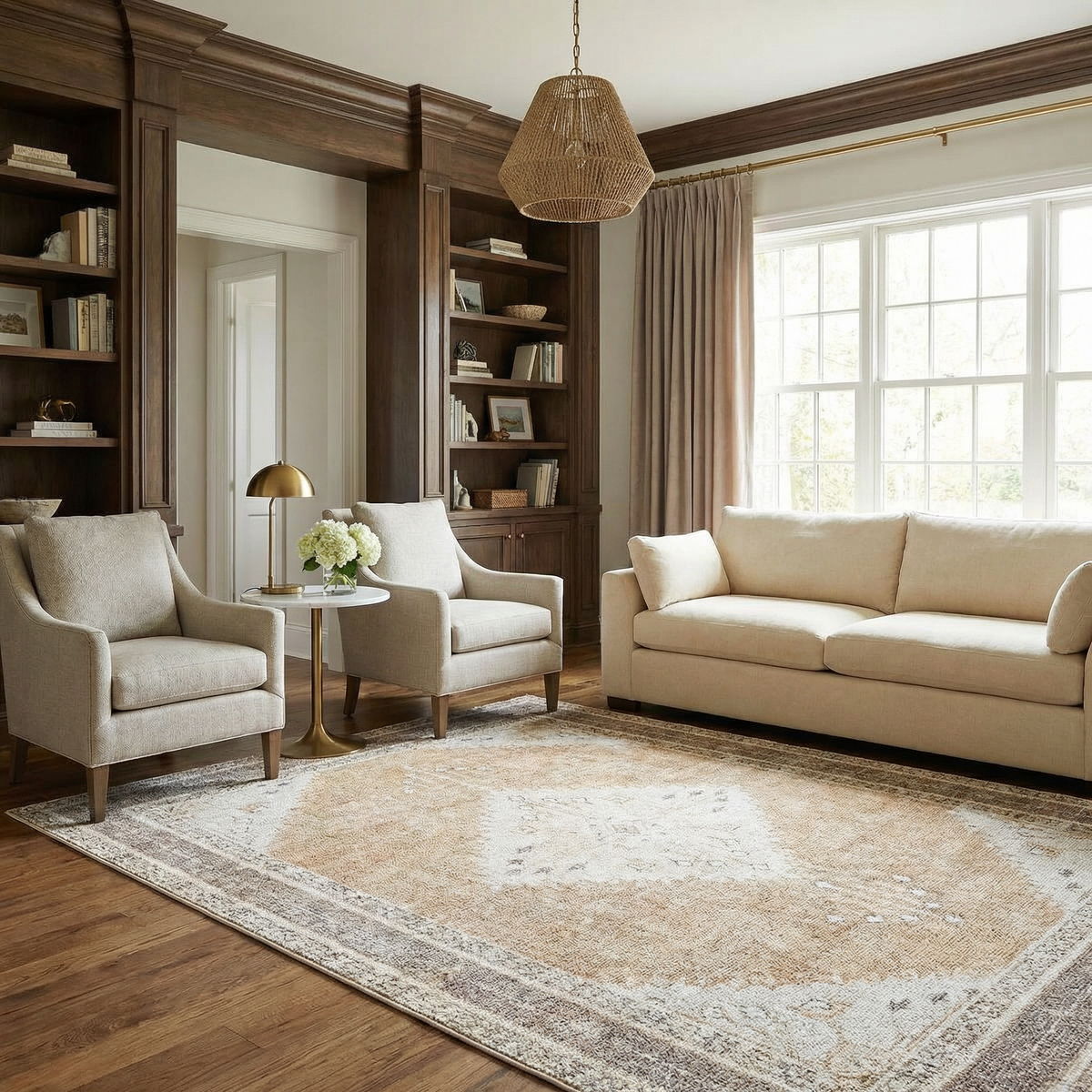 Albas washable area rug beige with subtle pattern, neutral living room rug on Tampa Home & Garden Store