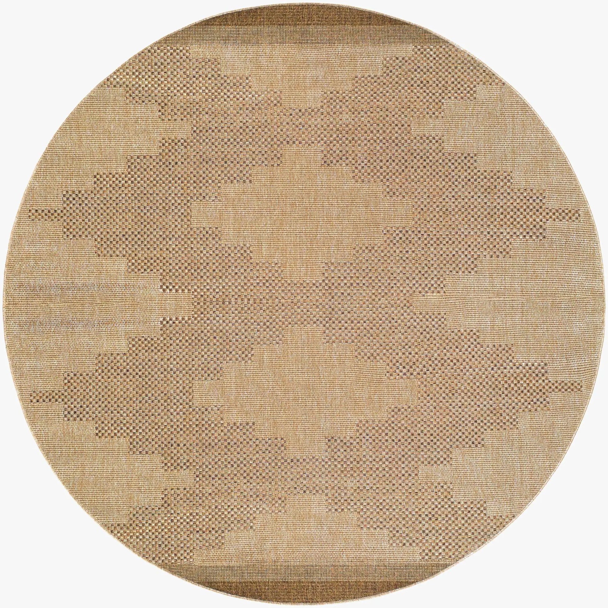 Colum Flatweave Faux Jute Outdoor Rug, round beige faux-jute texture by Boutique Rugs on Tampa Home & Garden Store